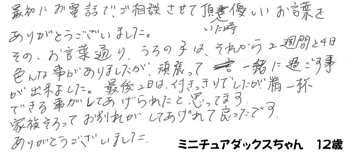 ご家族様の声